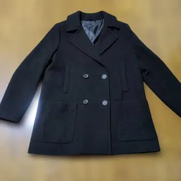 배송비 포함! 유니클로 블랙 더블 브레스트 피 코트 XL