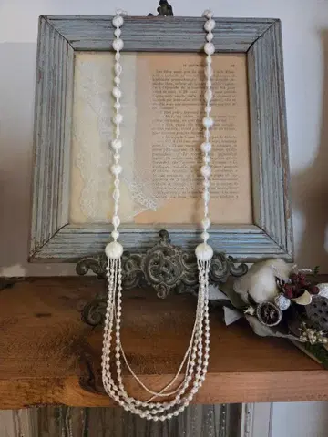 트리플오오오 ooo 페블 드레이프 목걸이 화이트 90cm