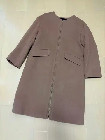 새상품급 주얼 체인지즈 울 노카라 코트 브라운 카멜 38