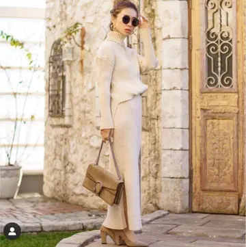 glamlips 리브 니트 스커트 셋업