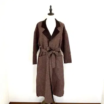 아즈노우아즈 플러스 [ F ] 브라운 계열 체크 랩 코트 택 포함 체스터