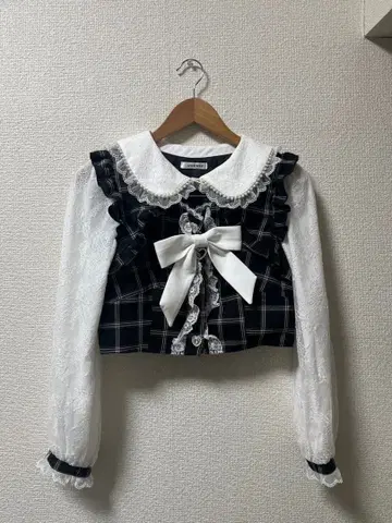 NOMAE 프릴 달린 체크 무늬 셋업