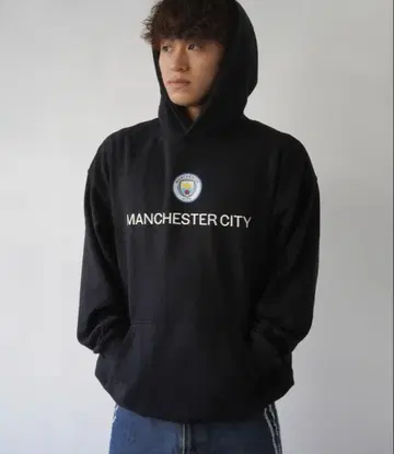 새상품, 택 포함 맨체스터 시티 풀오버 후드티 블랙 XL