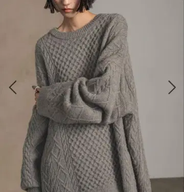 LOWRYSFARM 케이블 BIG 튜닉 스웨터 니트 그레이