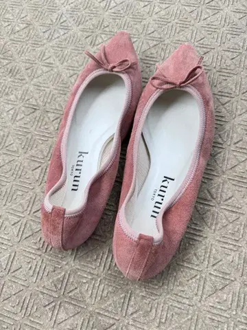 kurun 핑크 플랫슈즈 리본 포함