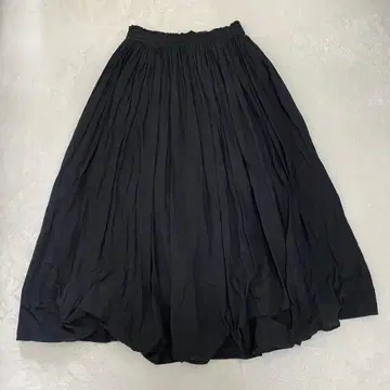 플리츠 스커트 롱 스커트 코튼 100% 블랙