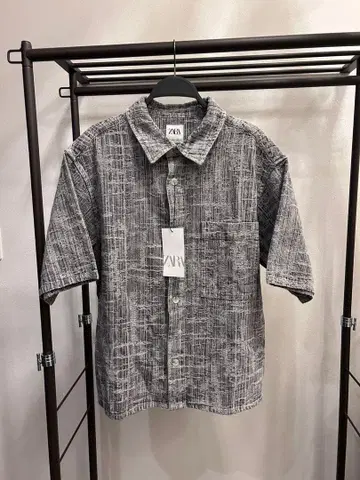 ZARA 데미지 조 데님 셔츠 그레이 L
