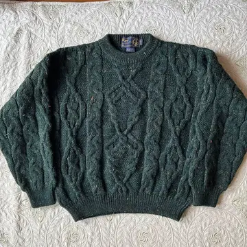 피셔맨 니트 그린 스웨터 케이블