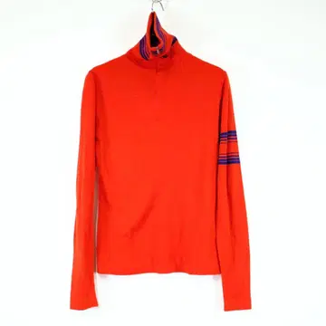 1970s 빈티지 하이넥 지퍼 스웨터 하프 저지 빨간색 구제 의류