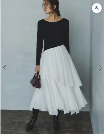 anuans 보트넥 불규칙 밑단 도킹 니트 원피스 S