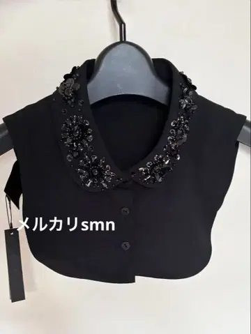 새상품 anayi 탈착식 옷깃 블랙 꽃 비쥬