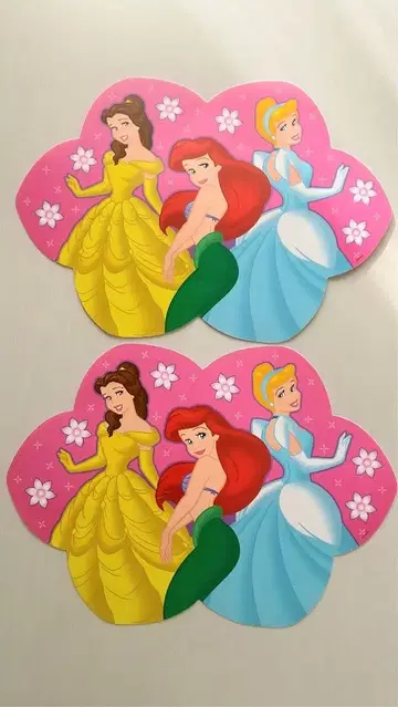 디즈니 프린세스 플라워 디자인 런천 매트 2개 세트