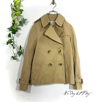 뷰티앤유스 트렌치코트(S) 숏 기장 베이지 코튼