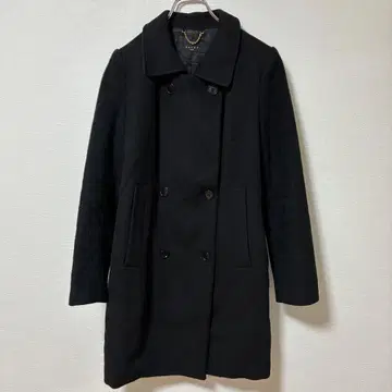 SACRA 블랙 울 혼방 더블 브레스트 코트 여성용 사이즈 38