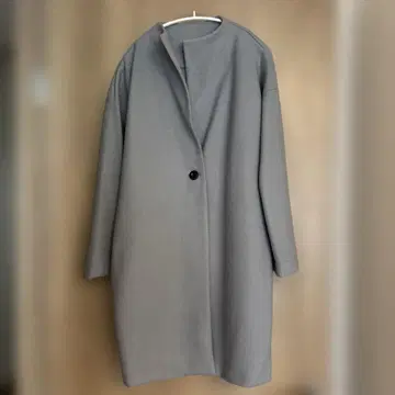 그레이 롱 코트 앞 버튼 허리 벨트 포함