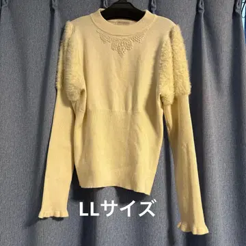 시마무라 쿠루미 소매 페더 니트 풀오버 LL 아이보리