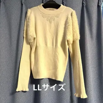 시마무라 쿠루미 소매 페더 니트 풀오버 LL 아이보리