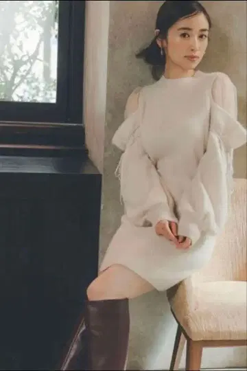 SNIDEL 오프숄더 니트 원피스 아이보리