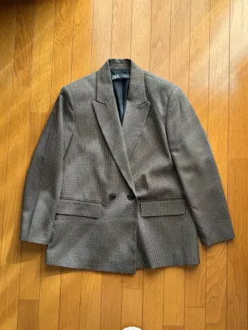 ZARA 더블 브레스트 테일러드 자켓 브라운 계열