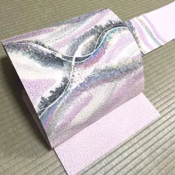 순수 실크 작가명 낙관 있음 나고야 오비 [ 추상 무늬 ]