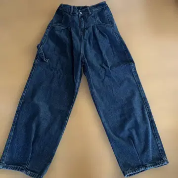 다크 블루 와이드 레그 데님 L