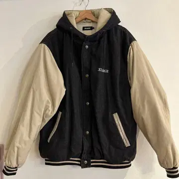 XLARGE 후드 부착 패딩 자켓 블랙/베이지