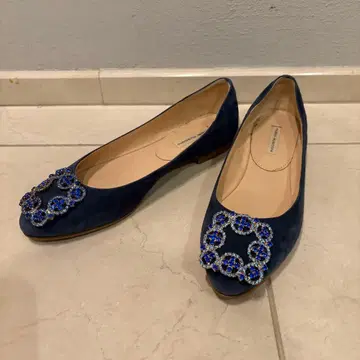 네이비 비쥬 플랫슈즈 22cm