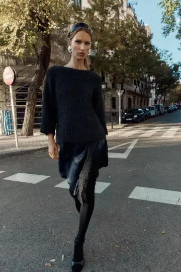 ZARA 자라 레이스 컴비 니트 스웨터 M