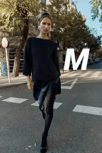 ZARA 자라 레이스 컴비 니트 스웨터 M