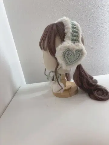 하트 귀도리 민트 스카이블루 핸드메이드 귀도리 민트 그린