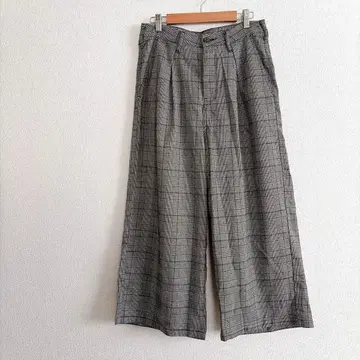 에드윈 썸씽 와이드 팬츠 S 글렌체크 캐주얼 하의