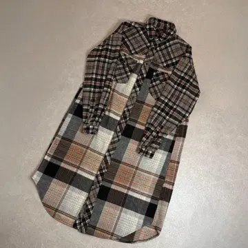 freada 패치워크 체크 셔츠 원피스 FREE 울 혼방