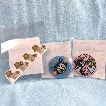 피노키오 피가로 자수 캔 배지 스티커 3종 세트