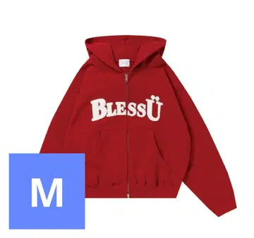 블레스유 bless u 지퍼 후드티 레드 M 사이즈