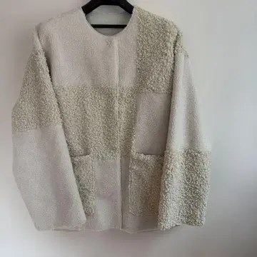 LOWRYS FARM 리버서블 패치워크 블루종 화이트 프리 사이즈