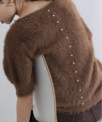 [완판템] 라토타리테/세탁 가능한 퍼 백 진주 풀오버/브라운