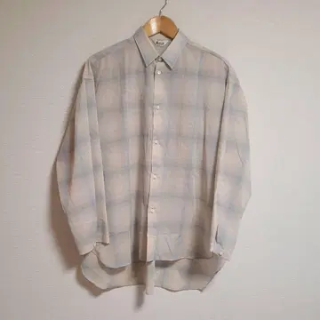 Acut 체크 셔츠 긴팔 얇은 소재 시어 울 2