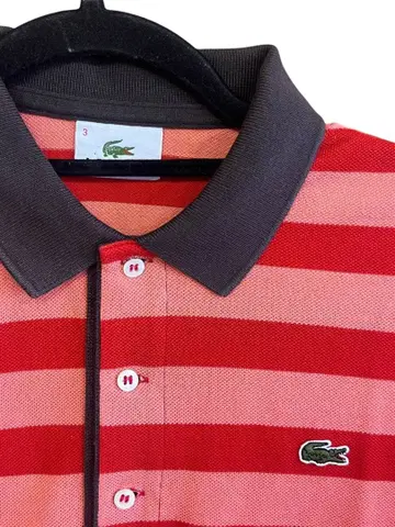 Lacoste 스트라이프 반팔 피케 셔츠 사이즈 3