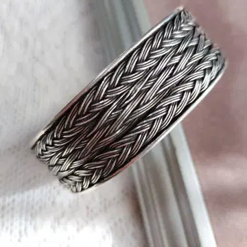 은세공 공예품 뱅글, 빈티지, 실버 925 팔찌, 약 46.6g