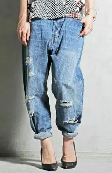 안티카 빈티지 데미지 가공 데님 팬츠