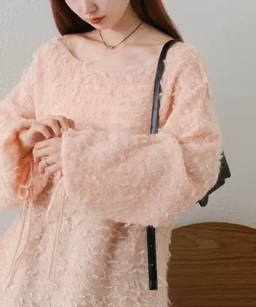 Kastane 루프 보타이 니트 핑크