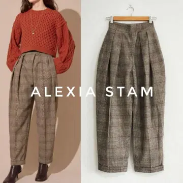 ALEXIA STAM 체크 무늬 와이드 팬츠
