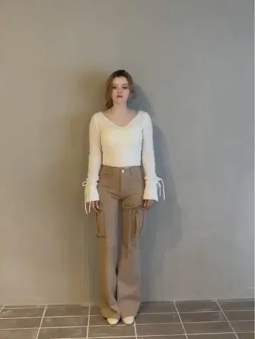 하트 포인트 카고 팬츠 앤드메리 베이지