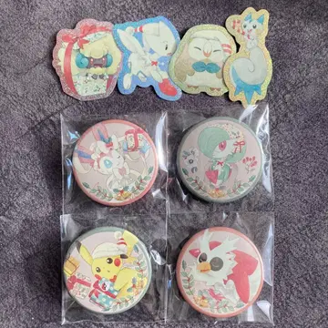 포켓몬 크리스마스 캔뱃지 씰 각 4개 세트