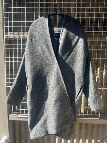 INDIVI 그레이 롱 코트 큰 사이즈 44 넉넉한 핏