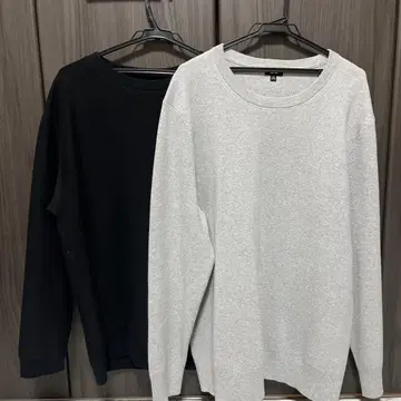 [ 미사용 새상품 ] 그레이와 블랙의 크루넥 니트 세트