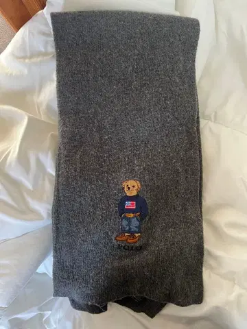 Polo 그레이 머플러 곰 자수