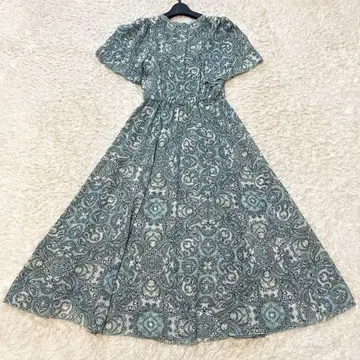 ANAYI 사라사 프린트 V 절개 원피스 백리본 36