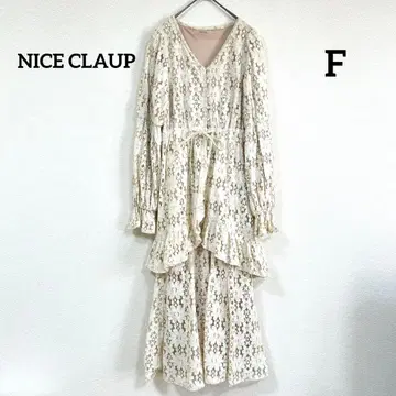 NICE CLAUP 플라워 레이스 롱 원피스 허리밴딩 걸리시