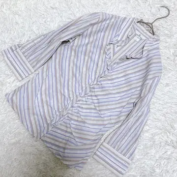 KUMIKYOKU 쿠미교쿠(S2) 긴팔 셔츠 블라우스 스트라이프 프릴